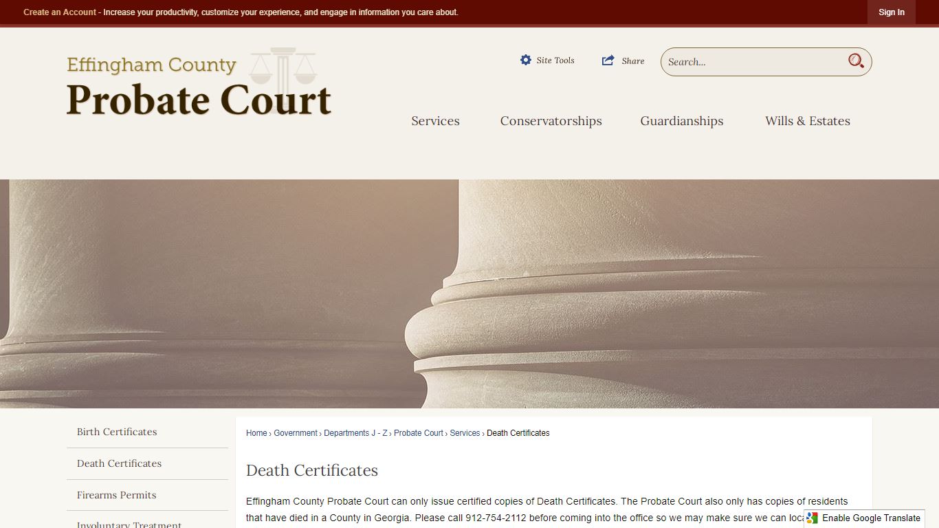 Death Certificates | Effingham County, GA