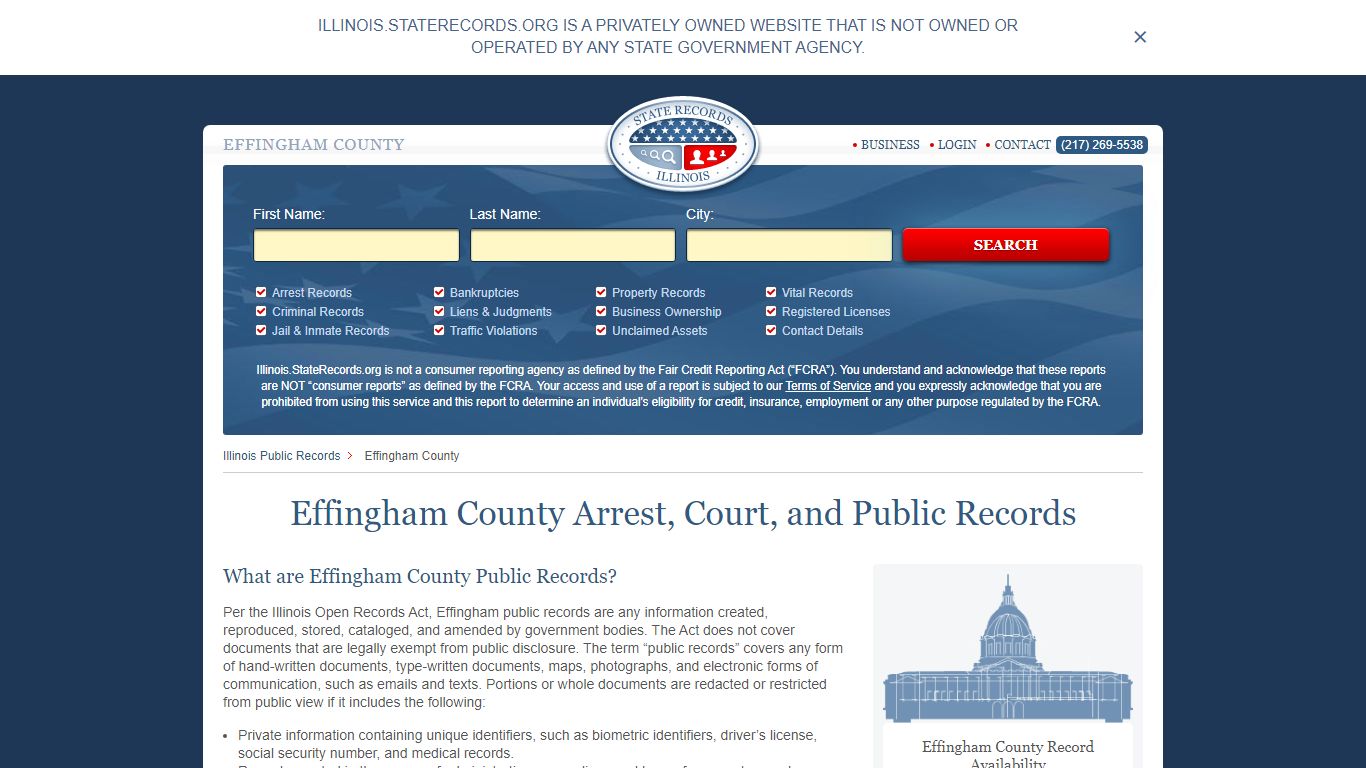 Effingham County Arrest, Court, and Public Records